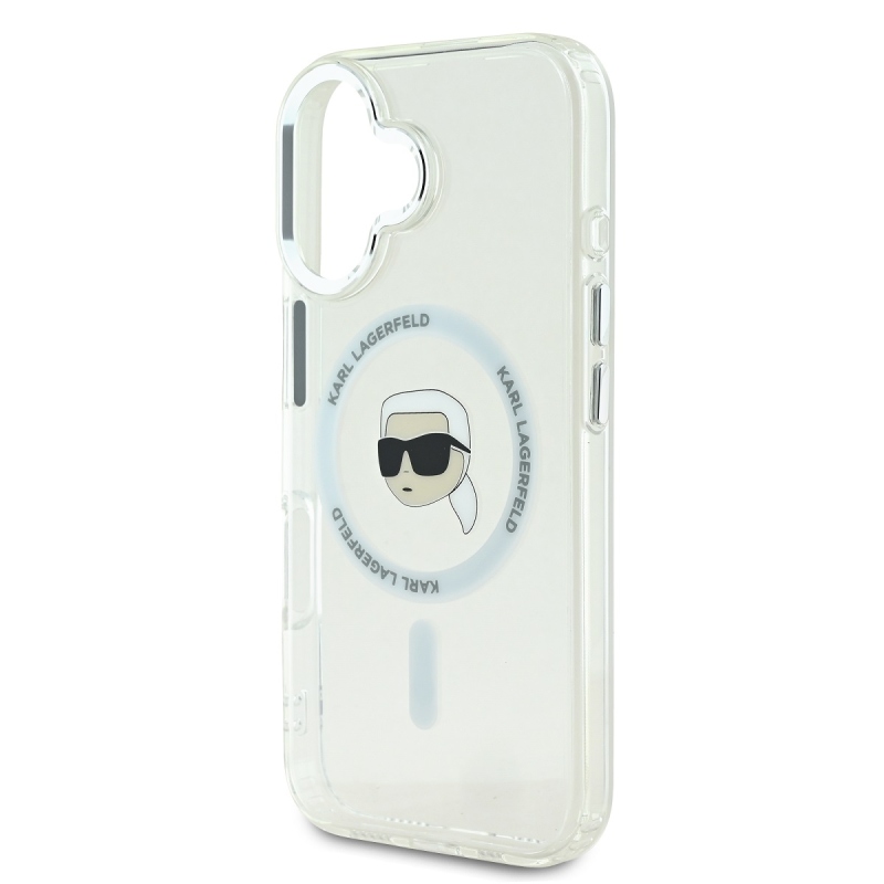 Karl Lagerfeld IML Karl Head fémkeret MagSafe hátlapi borító iPhone 16-hoz Átlátszó