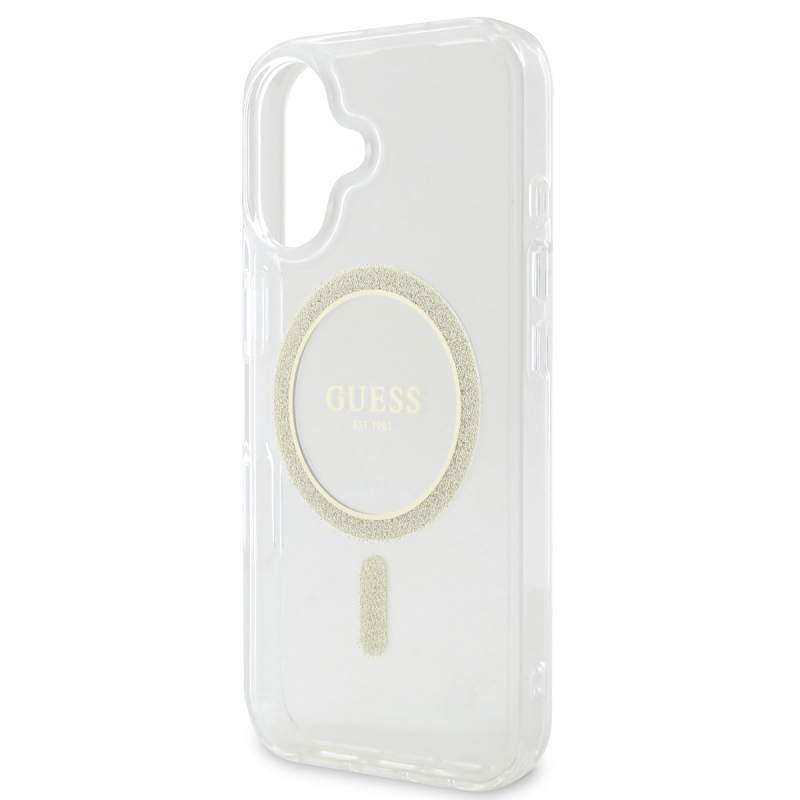 Guess IML csillogó gyűrű MagSafe hátlap iPhone 16 Plus átlátszó iPhone 16 Plus számára
