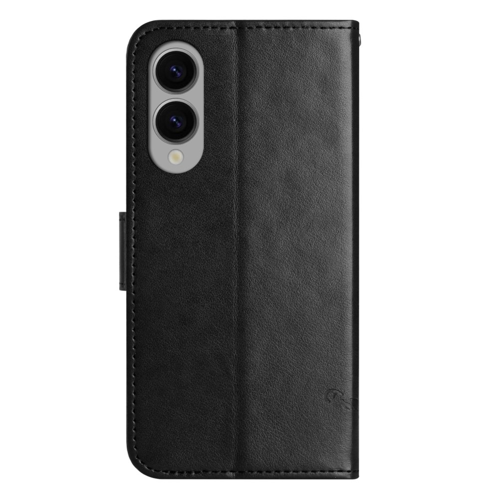 Virágos könyv tok Samsung Galaxy S25 Edge készülékhez - fekete