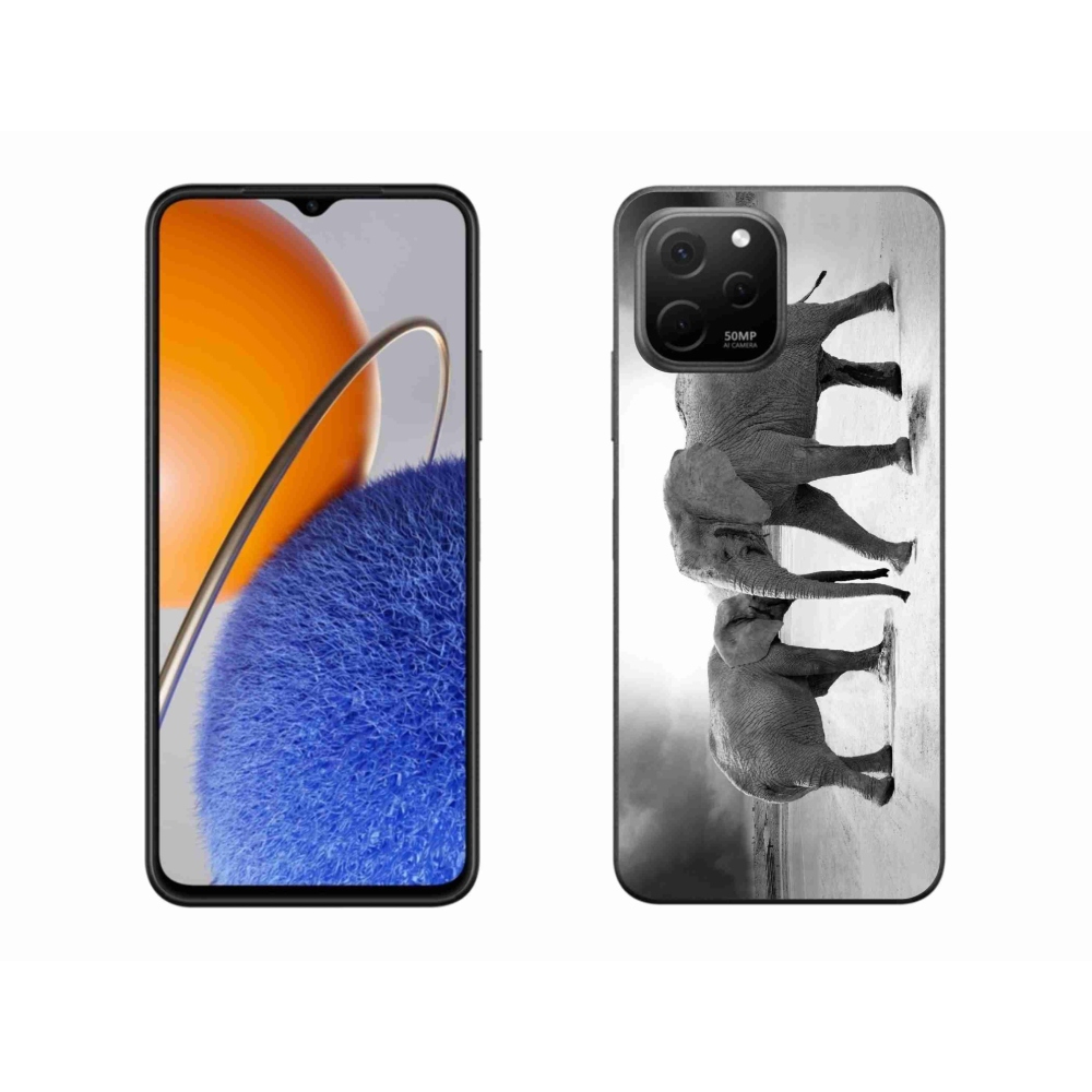 Gél borító mmCase a Huawei Nova Y61 készülékhez - fekete és fehér elefántok