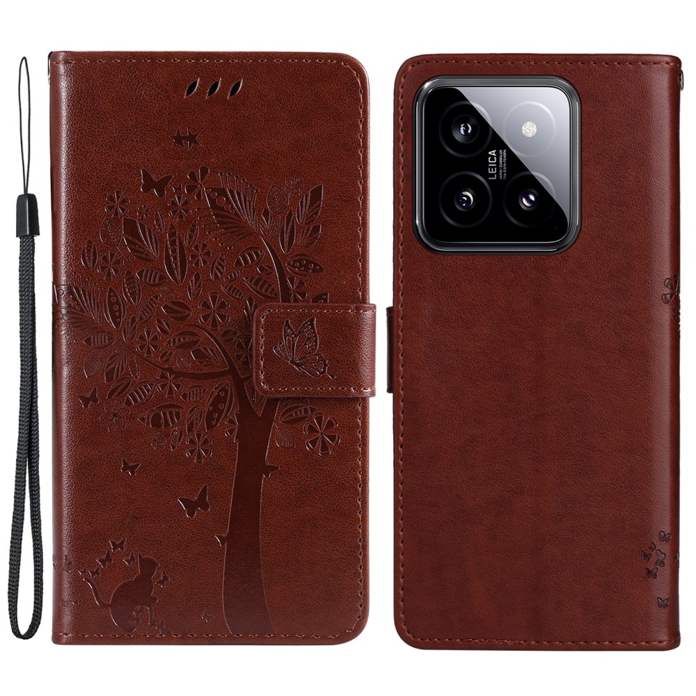 Fák könyve tok Xiaomi 14 - barna