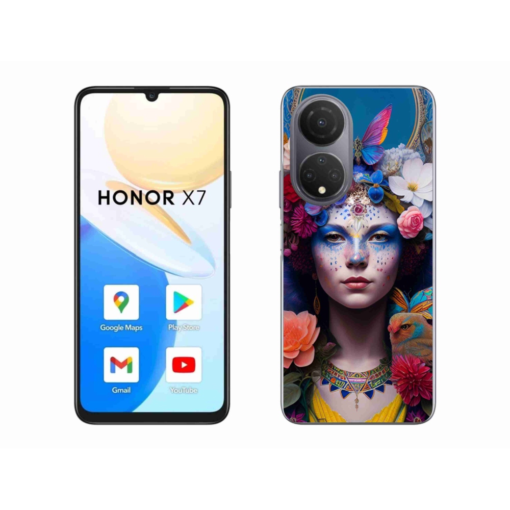 Gél borító mmCase a Honor X7-hez - nő virágokkal