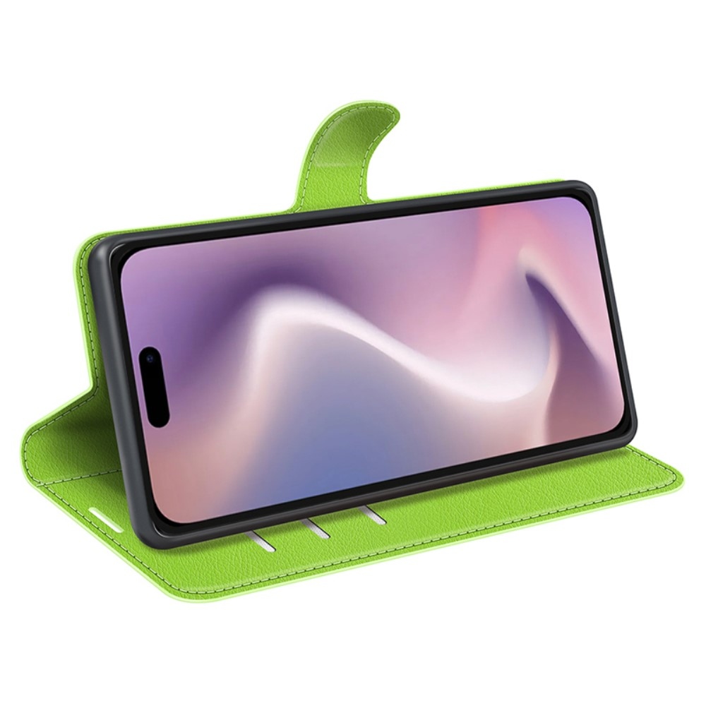 Litchi könyv tok iPhone 16 Pro Max készülékhez - zöld