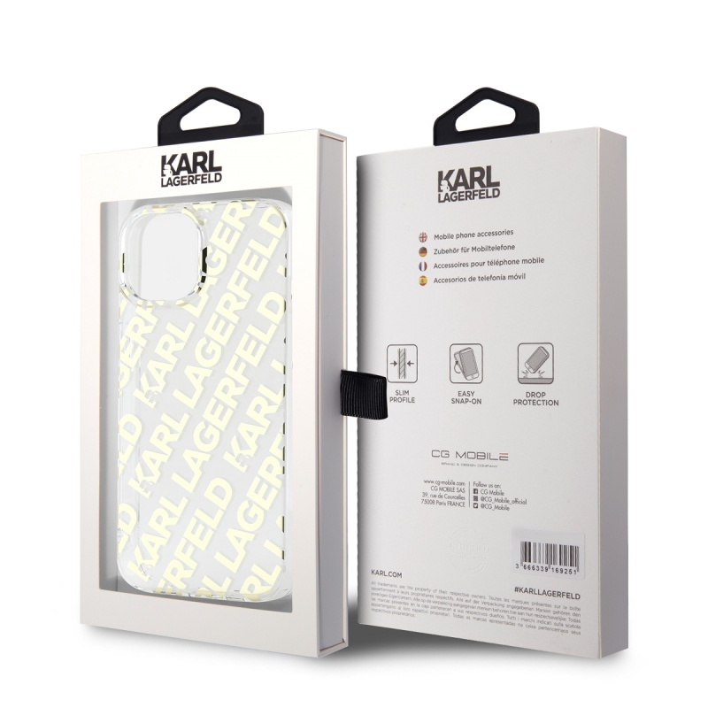 Karl Lagerfeld IML Electroplated Repeated Logo Back Cover for iPhone 15 arany