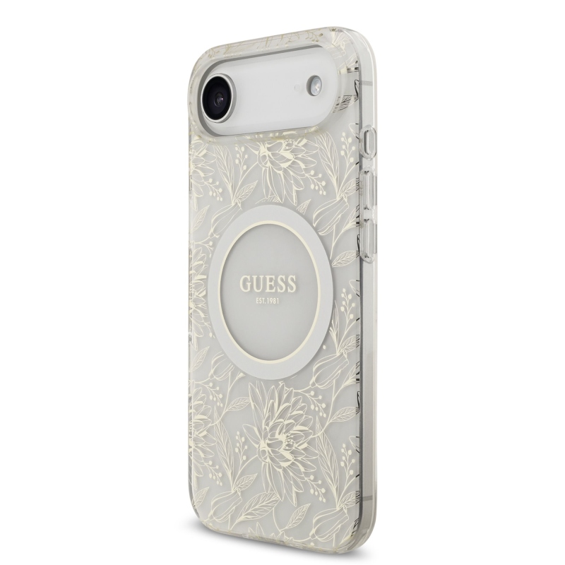 Guess IML Virágok Allover Strap MagSafe hátlapi borító iPhone Air fehérhez