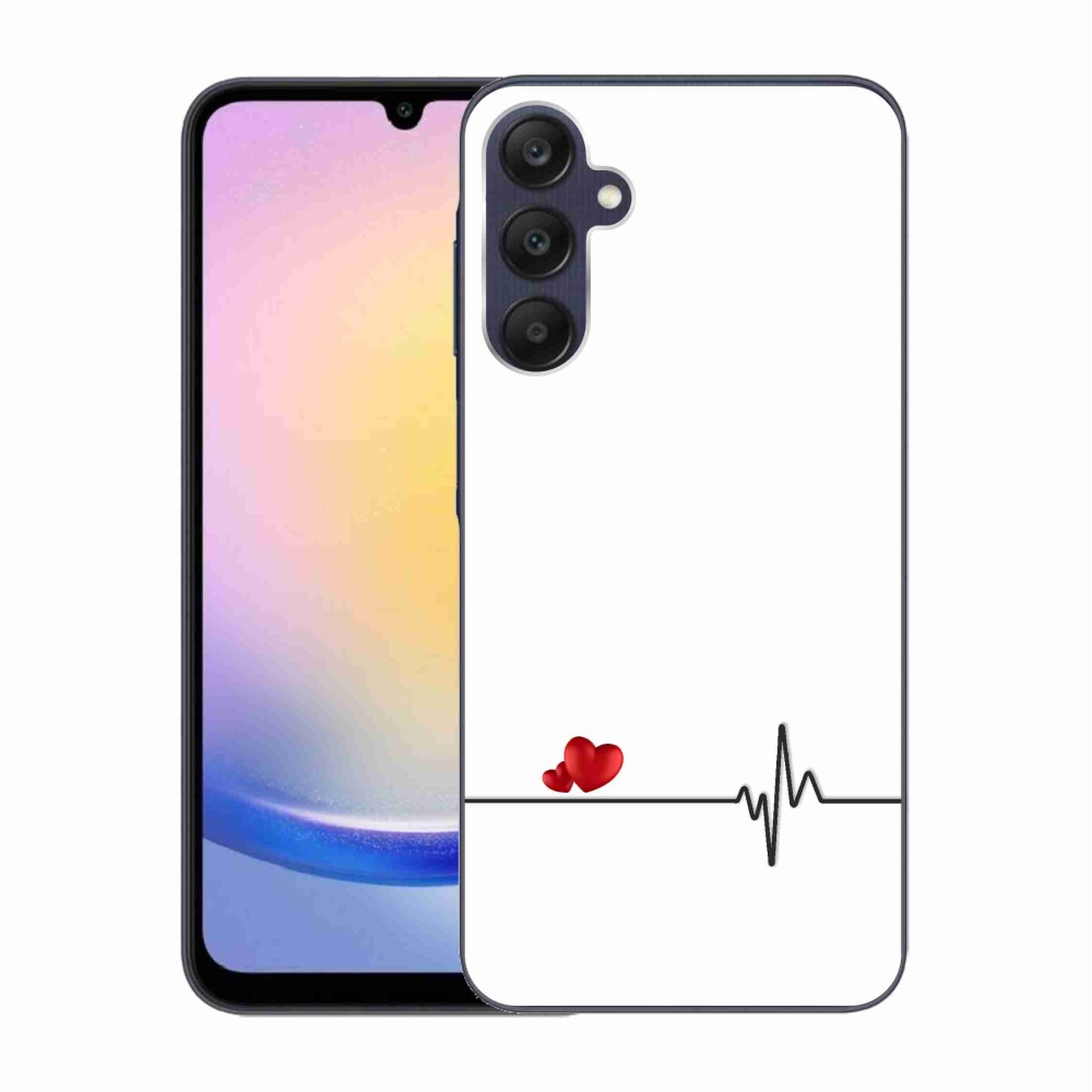 Gél borító mmCase Samsung Galaxy A25 5G - szív és szívverés fehér háttérrel