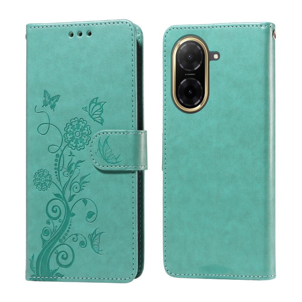 Virágos könyves tok Xiaomi Redmi A5 (173.45x79.35x8.45mm) - teáskék színben