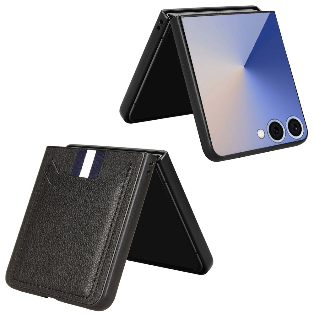 Kombinált műanyag borítás műbőrrel Samsung Galaxy Z Flip7 5G - fekete