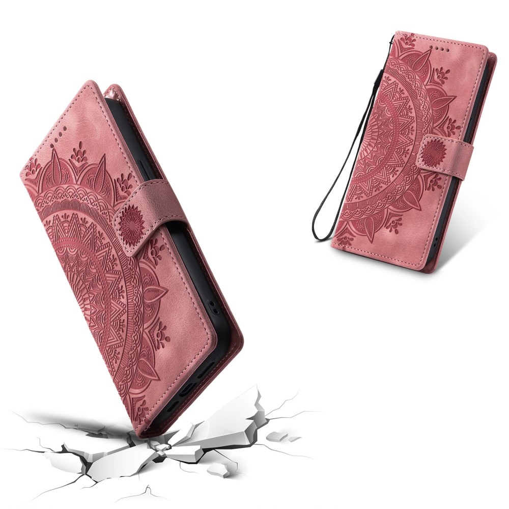 Mandalák könyv tok Xiaomi Redmi Note 14-hez - rózsa arany