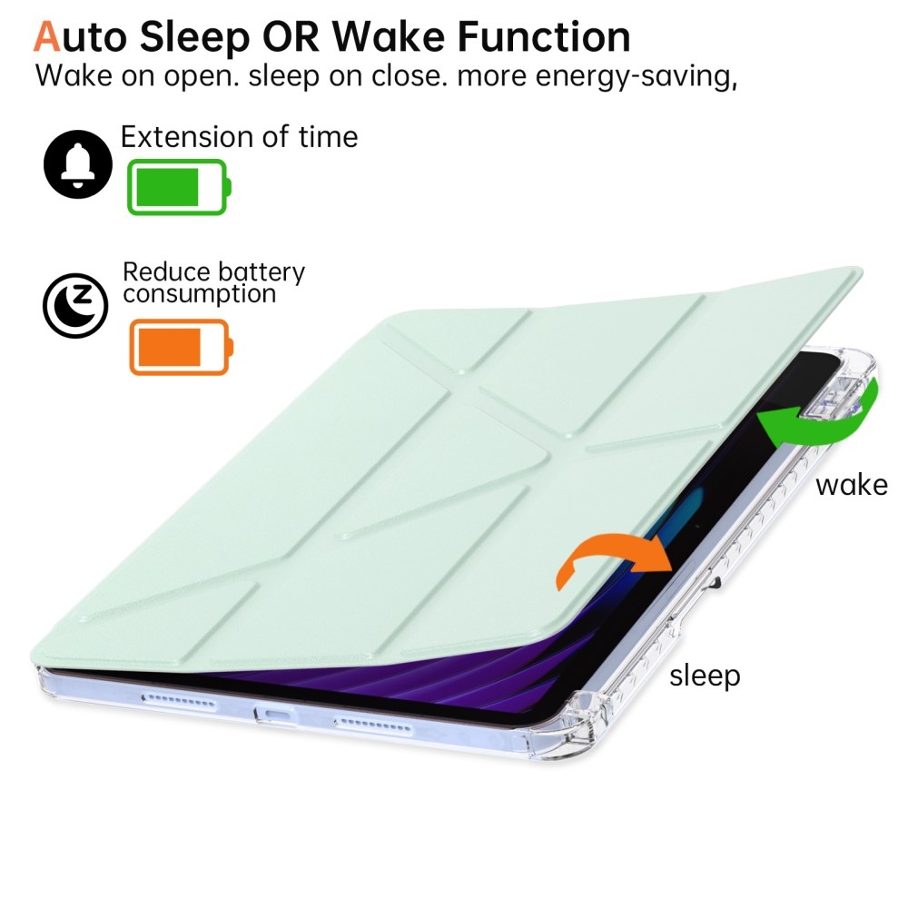 Origami intelligens pozicionáló tok Xiaomi Pad 7/7 Pro táblagéphez - világoszöld