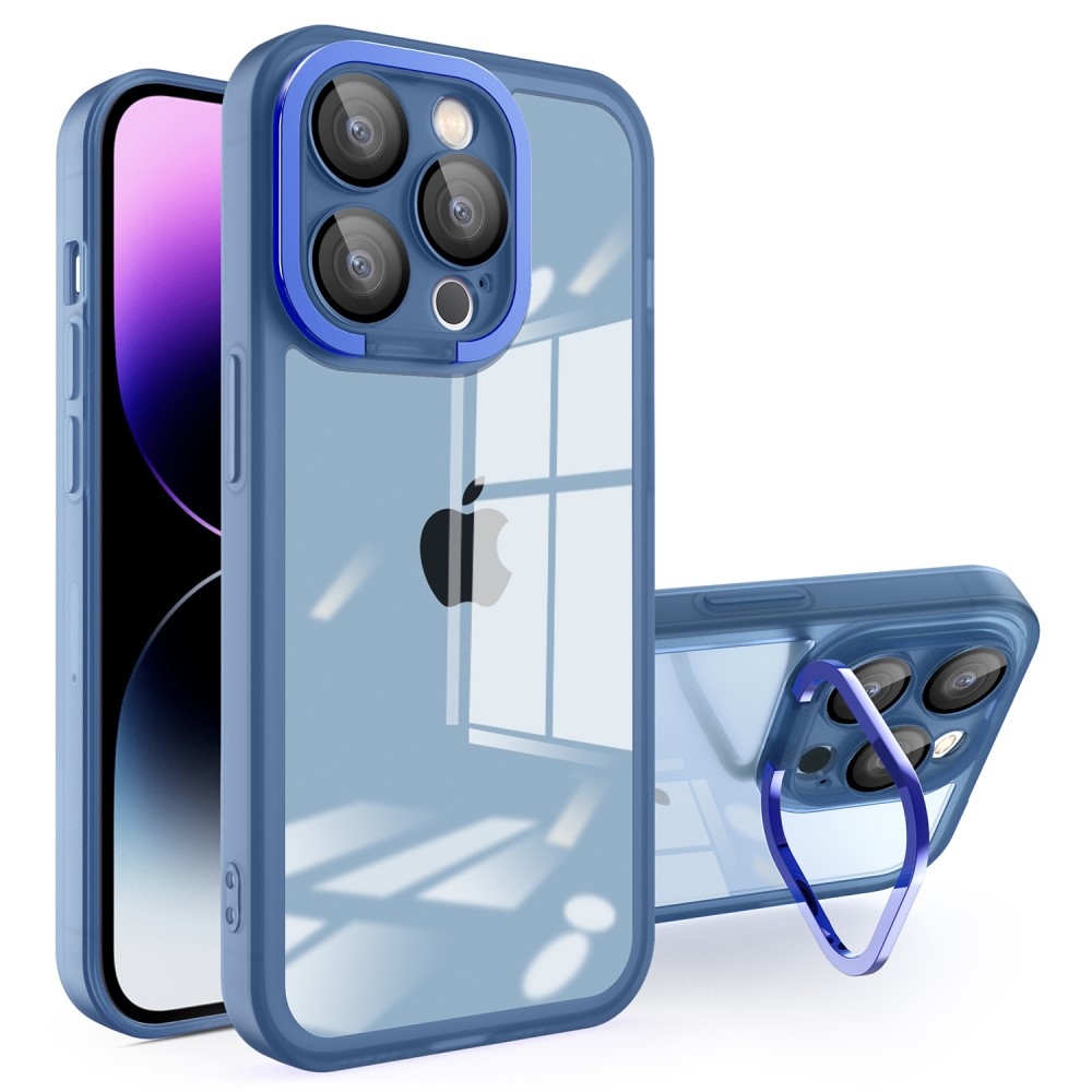 Gél tok fix hátlappal és állvánnyal iPhone 15 Pro Max készülékhez - kék