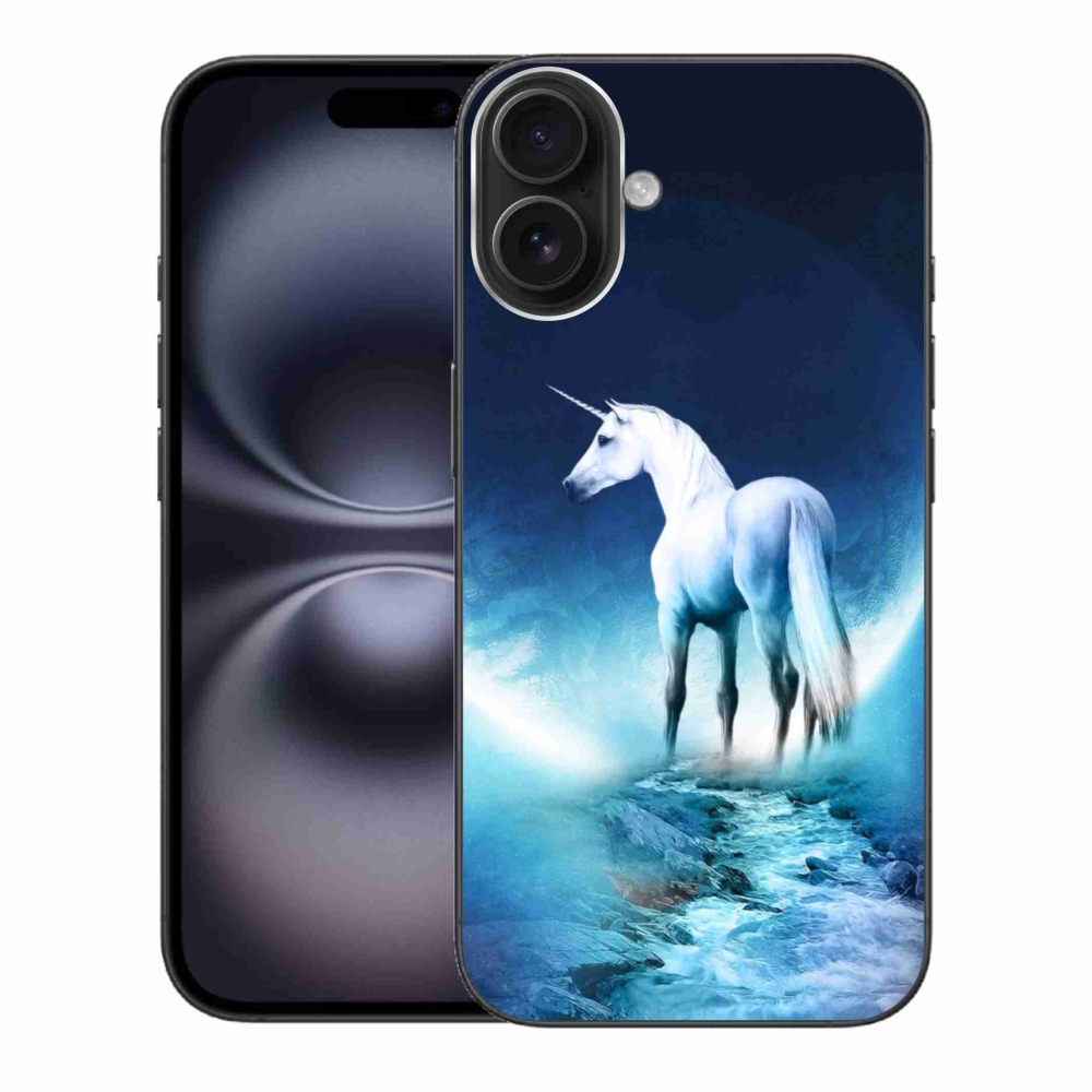 Zselés borítás mmCase iPhone 16 Plus készülékhez - fehér egyszarvú