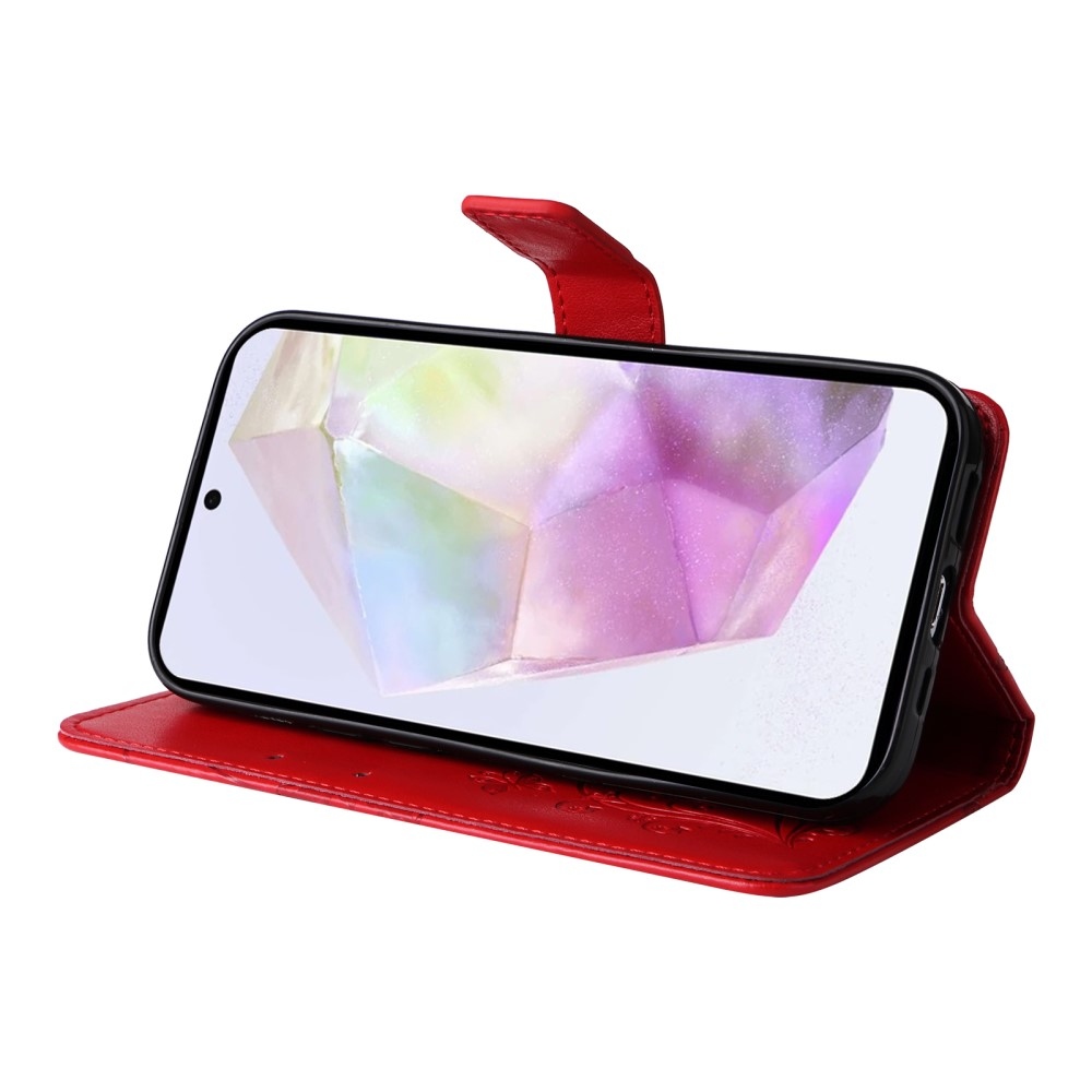 Nagy pillangó könyv tok Samsung Galaxy A36 5G-hez - piros