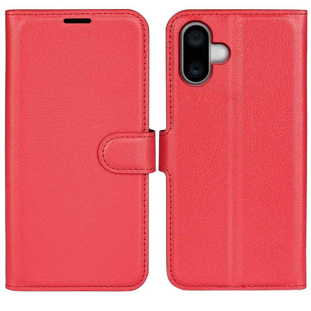 Litchi könyv tok iPhone 16-hoz - piros