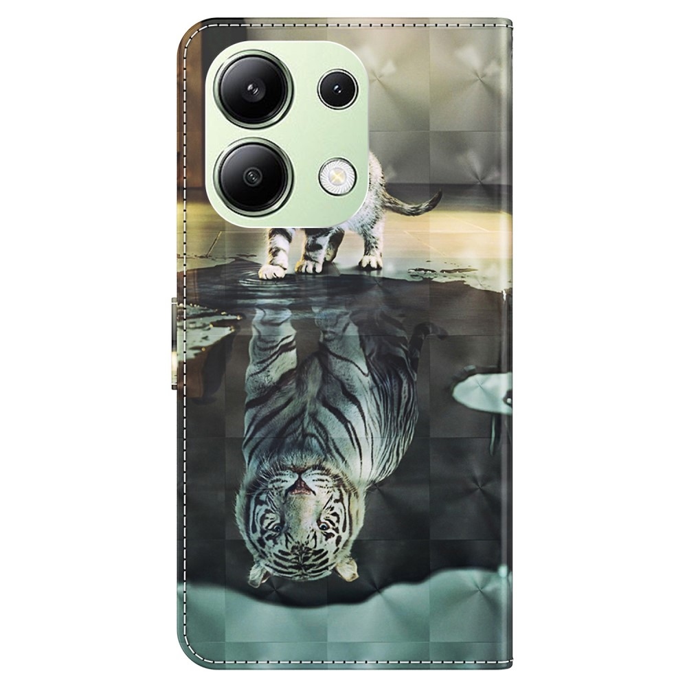 Nyomtatott könyv tok Xiaomi Redmi Note 13-hoz - macska és tigris tükörkép