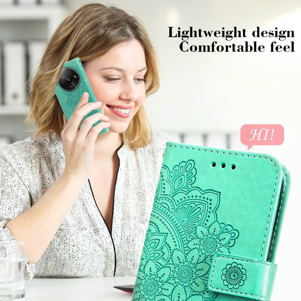 Mandala könyv tok Xiaomi Redmi A3-hoz - teal színű