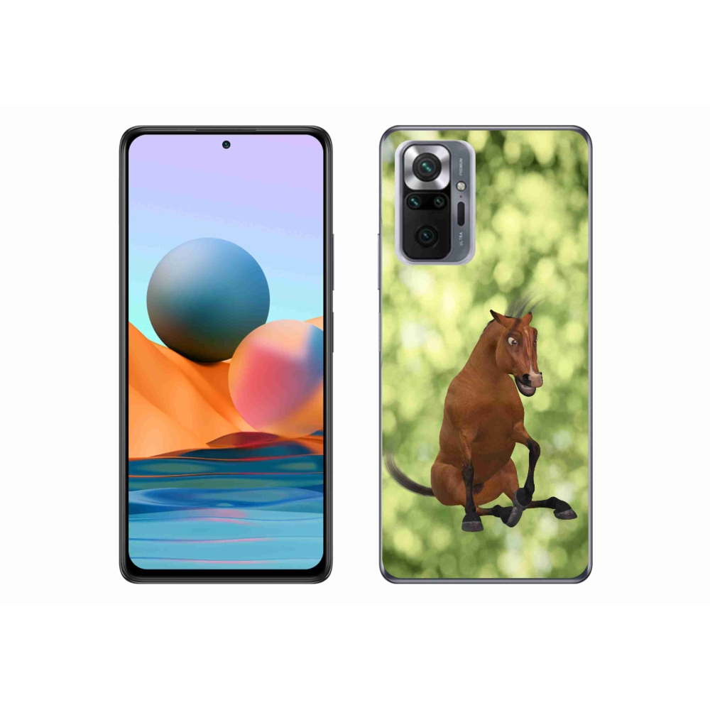 Gél borítás mmCase a Xiaomi Redmi Note 10 Pro-hoz - barna rajzfilm ló 1