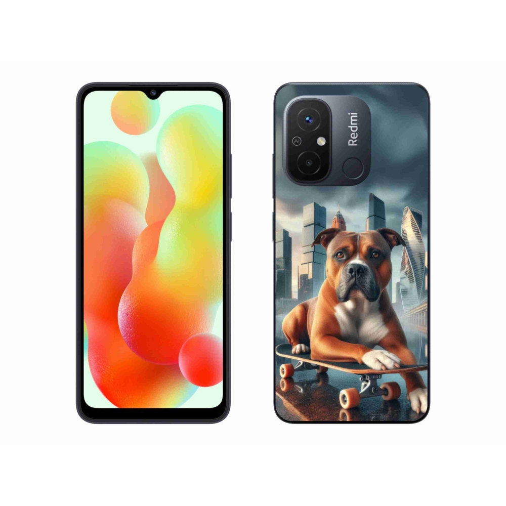 Gél borítás mmCase a Xiaomi Redmi 12C-hez - kutya gördeszkán
