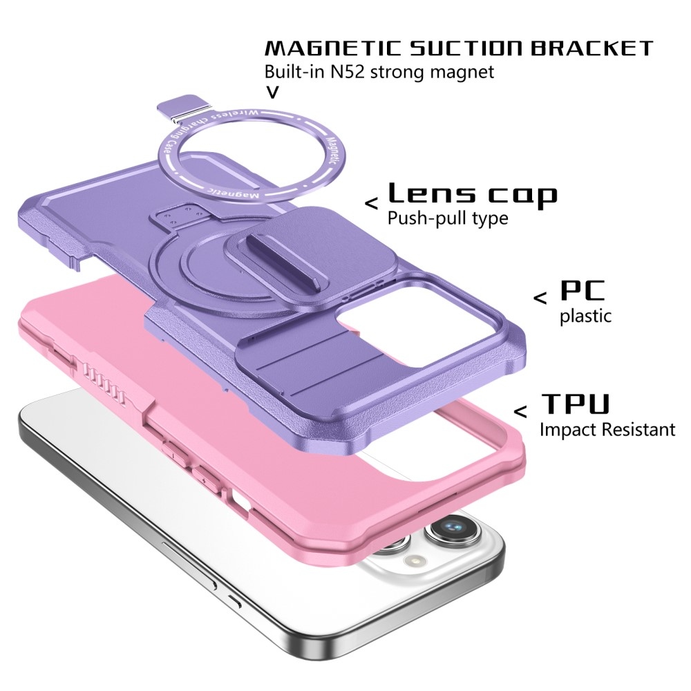 Katonai tartós védőburkolat MagSafe-vel iPhone 14 Pro Max készülékhez - rózsaszín/lila