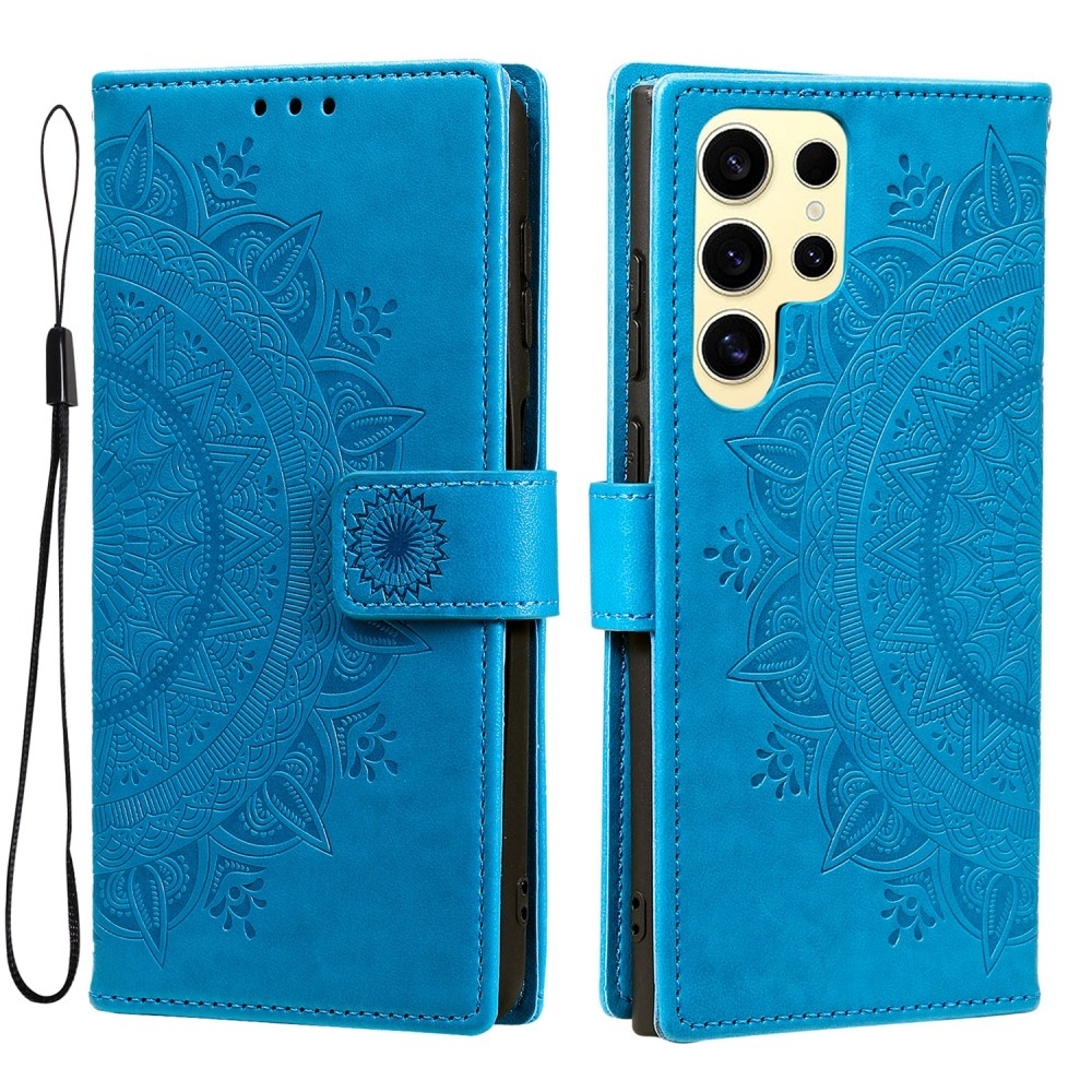 Mandala könyv tok Samsung Galaxy S25 Ultra készülékhez - kék
