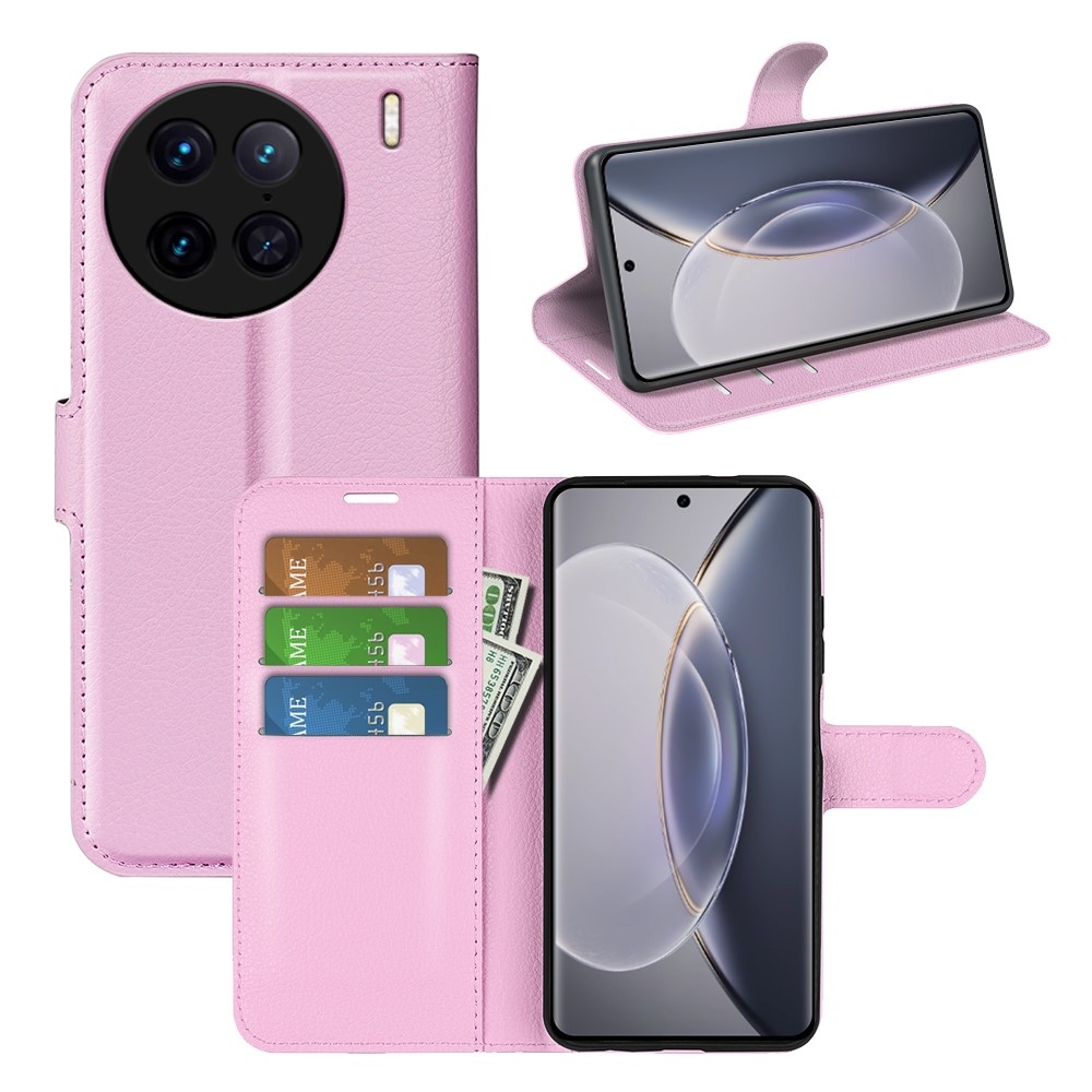 Litchi könyv tok a Vivo X90 Pro-hoz - rózsaszínű