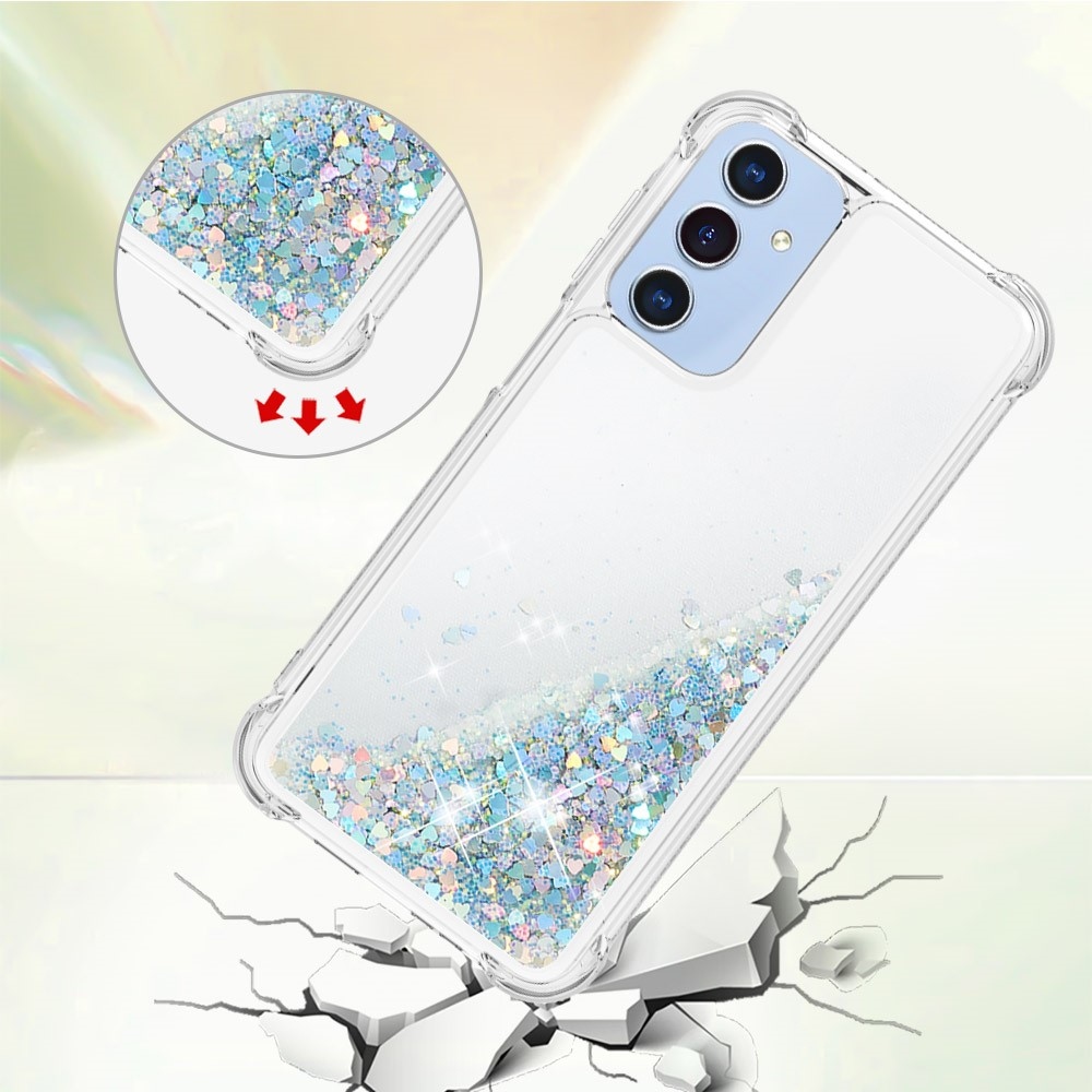 Csillogó homokóra zselés tok Samsung Galaxy A26 5G - ezüst/szív