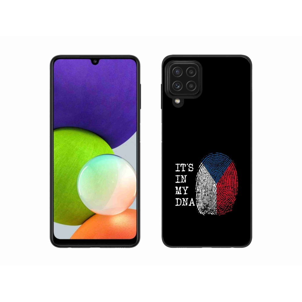 Gél borítás mmCase Samsung Galaxy A22 4G - zászlós ujjlenyomat fekete háttérrel