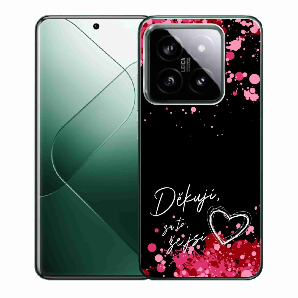 Gél borító mmCase a Xiaomi 14-hez - text in love 2 fekete háttérrel