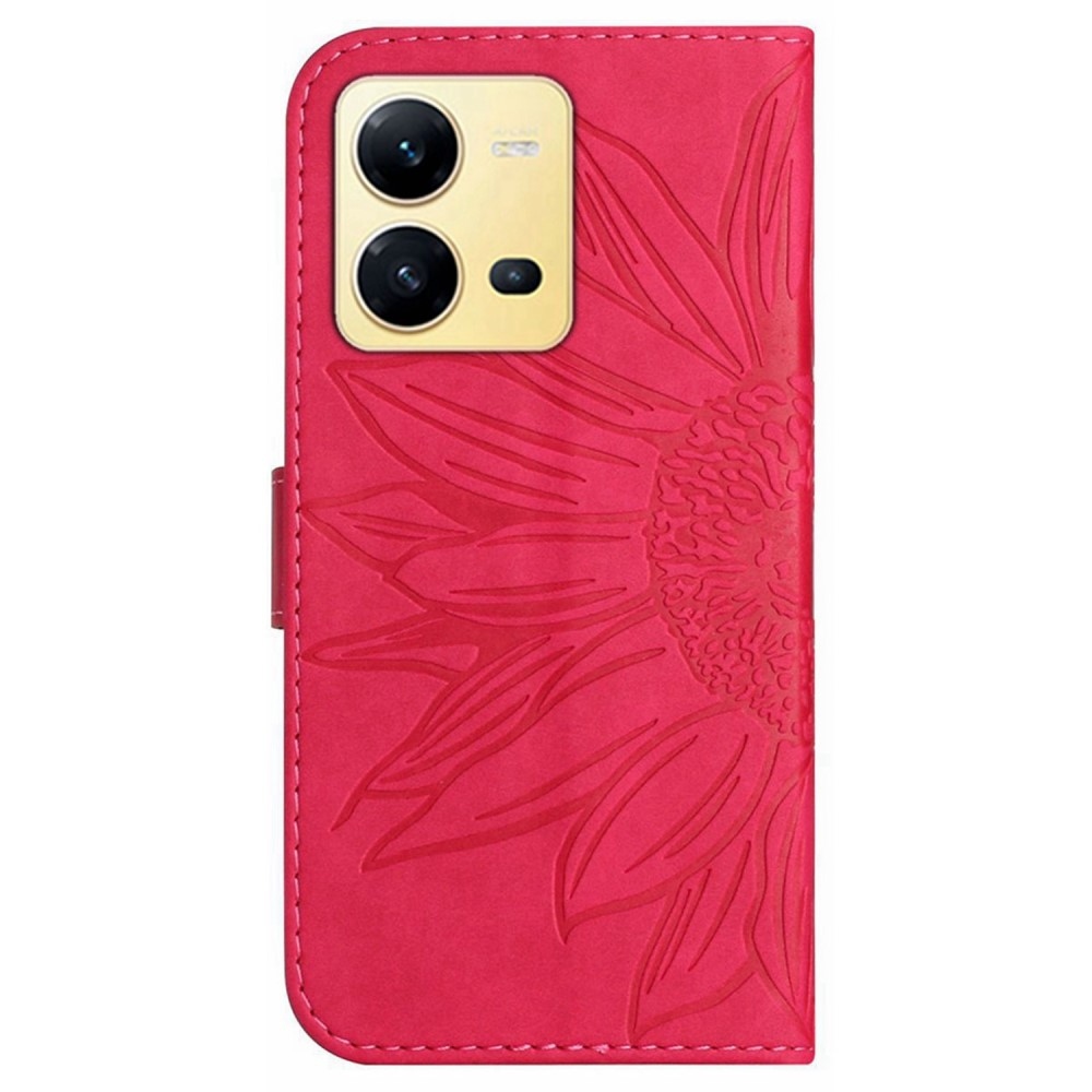 Napraforgó könyv tok a Vivo X80 Lite-hoz - rózsa