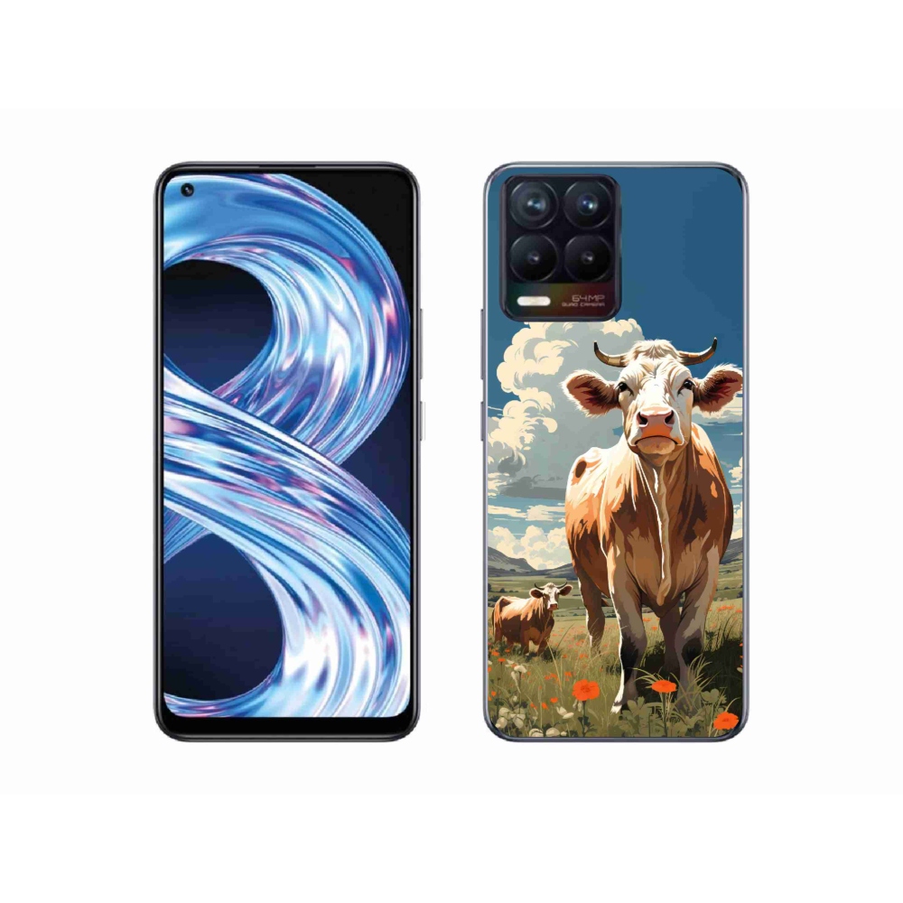 Zselés borítás mmCase a Realme 8 Pro-hoz - tehenek a réten