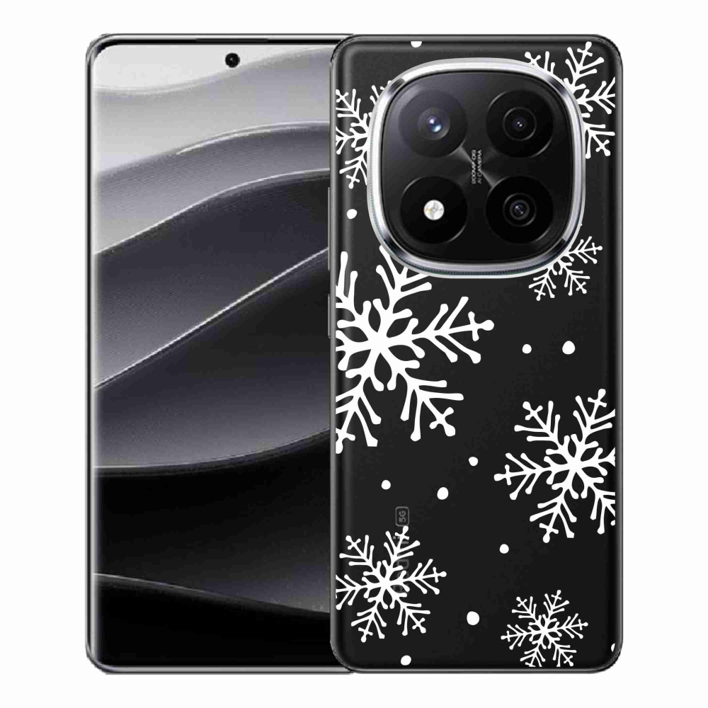 Gél borítás mmCase a Xiaomi Redmi Note 14 Pro+ 5G számára - fehér pelyhek átlátszó háttéren
