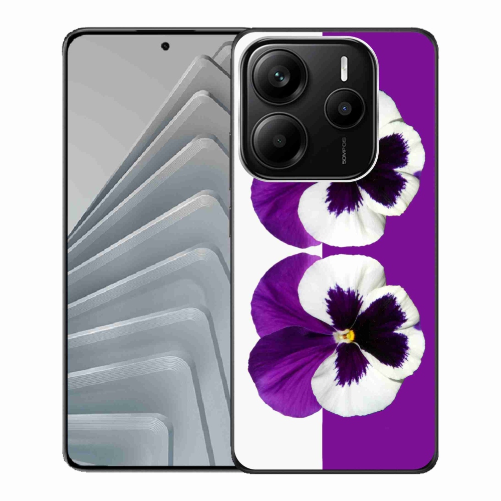 Gél borítás mmCase a Xiaomi Redmi Note 14 5G-hez - lila és fehér virág
