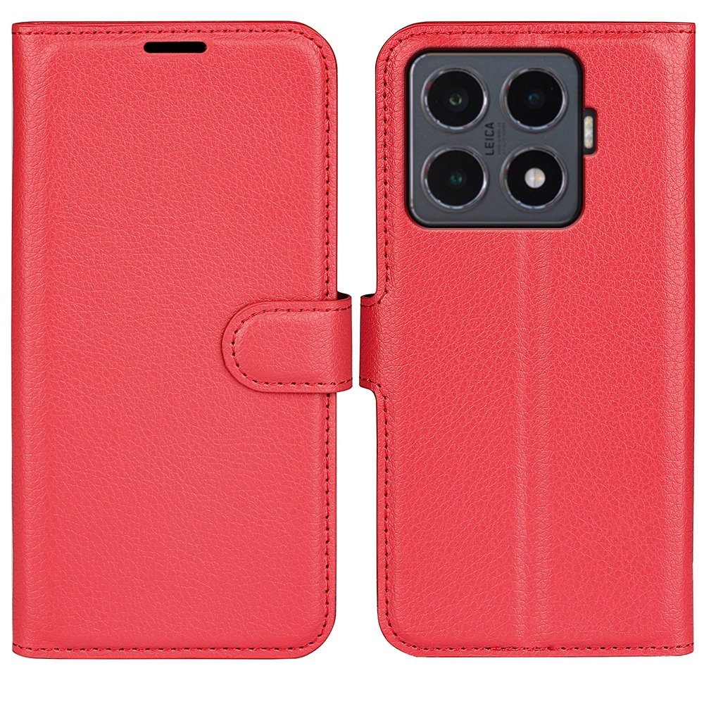 Litchi könyv tok Xiaomi 15T Pro-hoz - piros