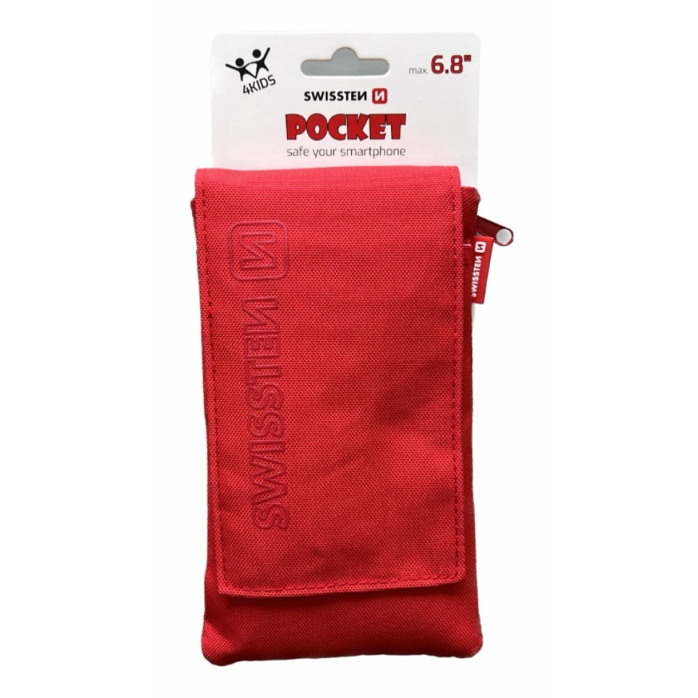 Univerzális Swissten Pocket 6.8 szövet tok húzózsinórral - piros