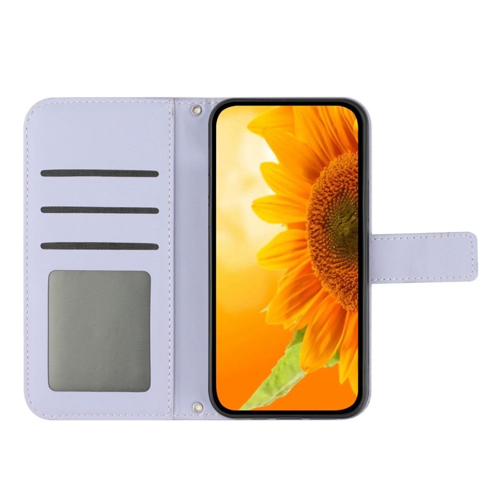 Napraforgó könyv tok a Vivo X80 Lite-hoz - világos lila