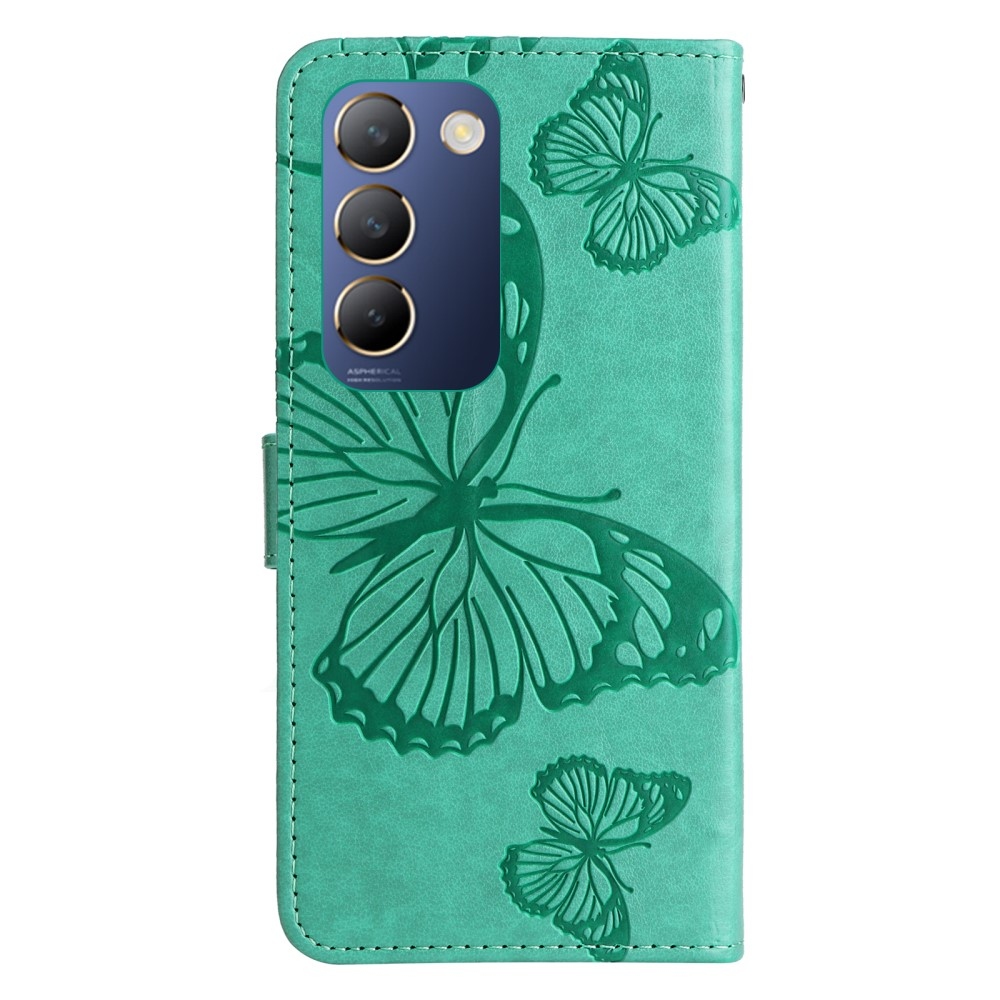 Nagy pillangó könyv tok a Vivo V40 SE 4G/5G-hez - teal színű