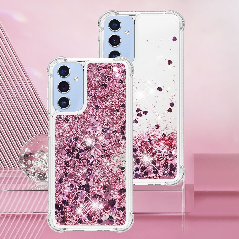 Glitter homokóra zselés tok Samsung Galaxy A26 5G - rózsaarany/szív