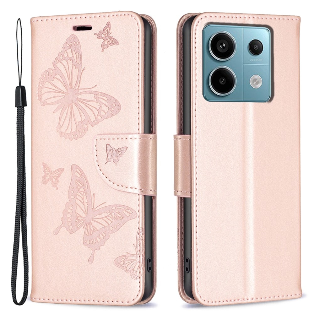 Pillangó könyv tok Xiaomi Redmi Note 13 Pro 4G/Poco M6 Pro - rózsa arany