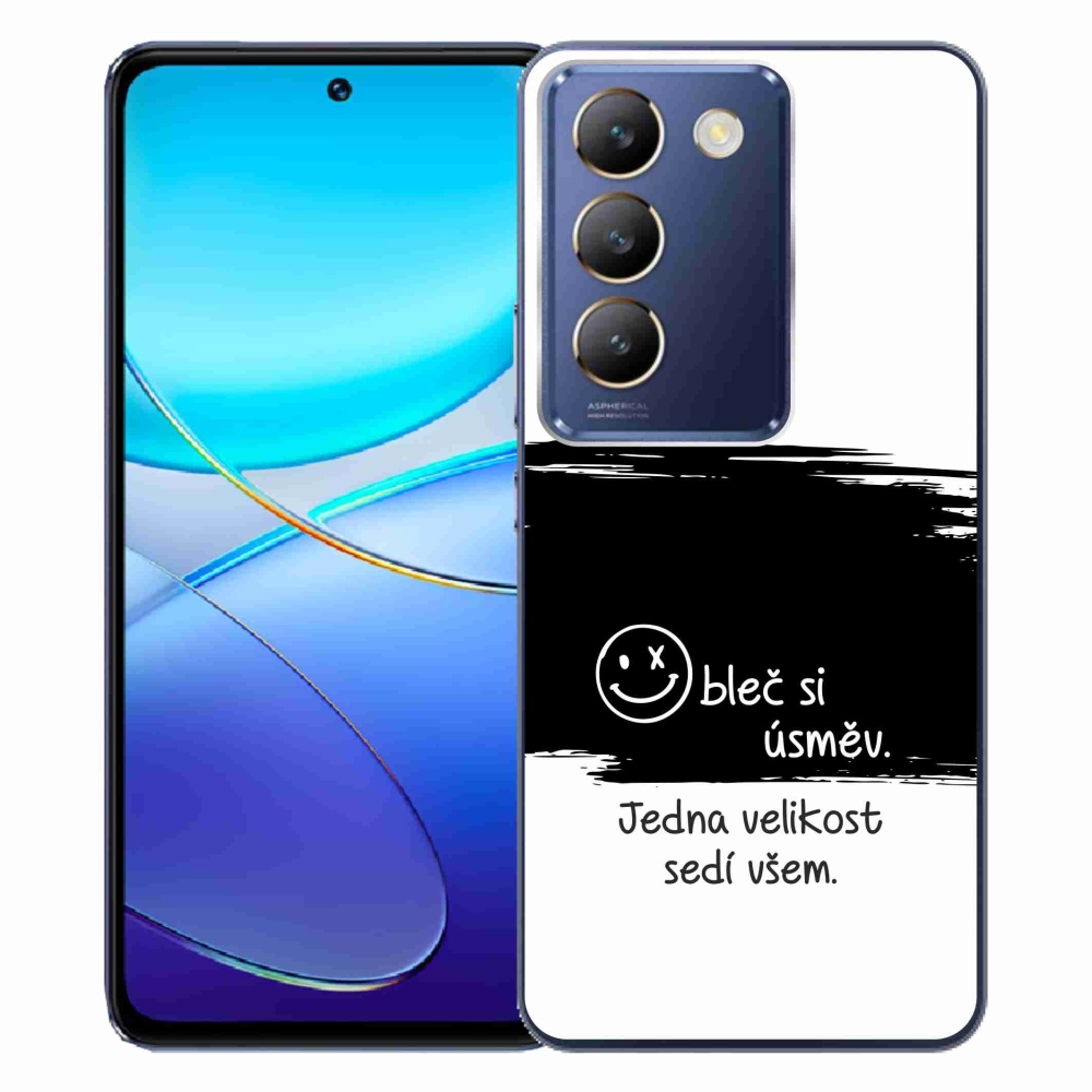 Gél borító mmCase a Vivo V40 SE 4G/5G készülékhez - vicces szöveg 8 fekete és fehér háttérrel