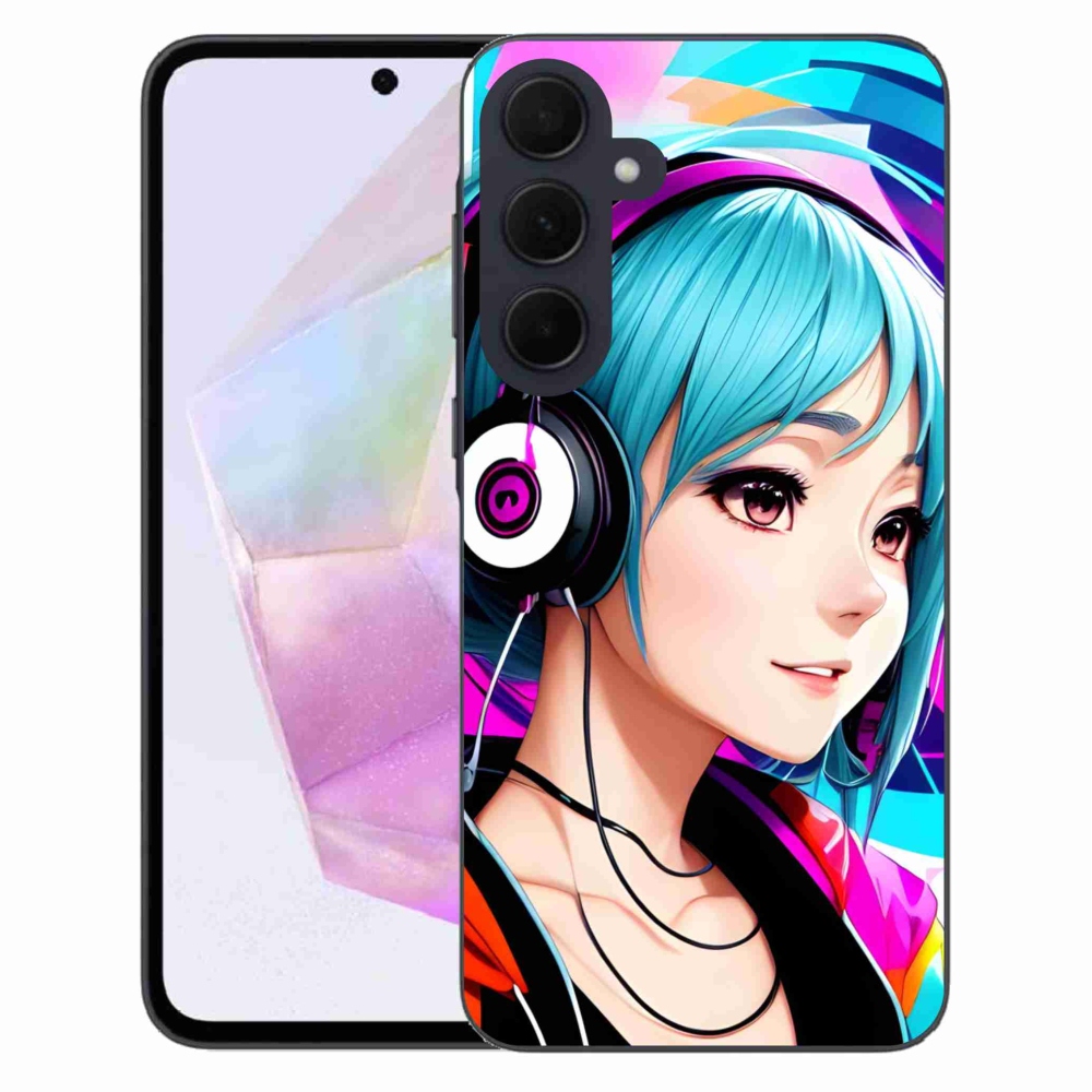 Gél borítás mmCase Samsung Galaxy A35 5G - lány fejhallgatóval