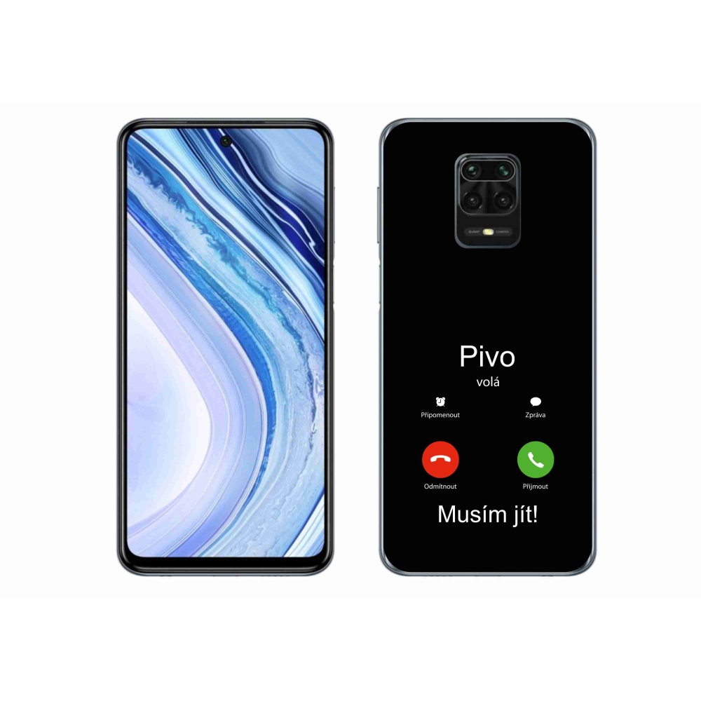 Gél borítás mmCase a Xiaomi Redmi Note 9 Pro - sör hívja fekete háttérrel