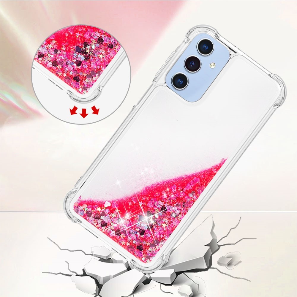 Glitter homokóra zselés tok Samsung Galaxy A26 5G - rózsaszín/szívek