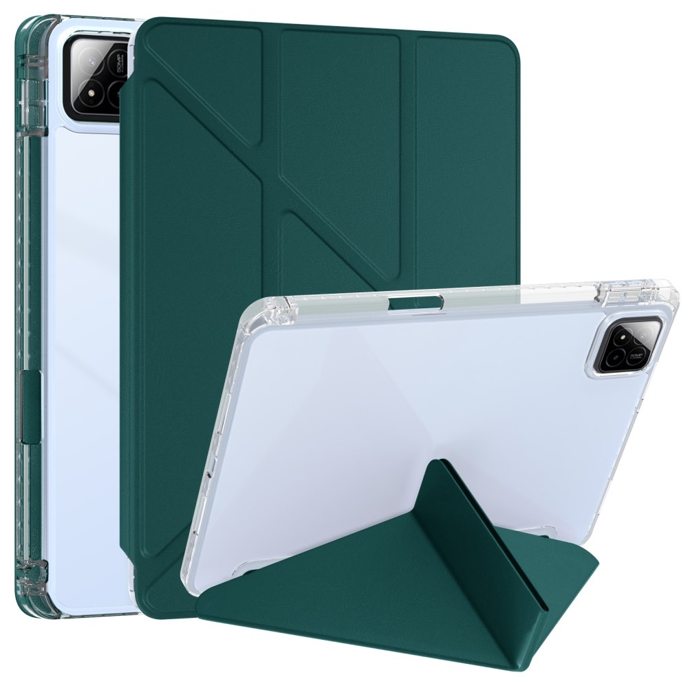 Origami intelligens pozicionáló tok Xiaomi Pad 7/7 Pro táblagéphez - sötétzöld