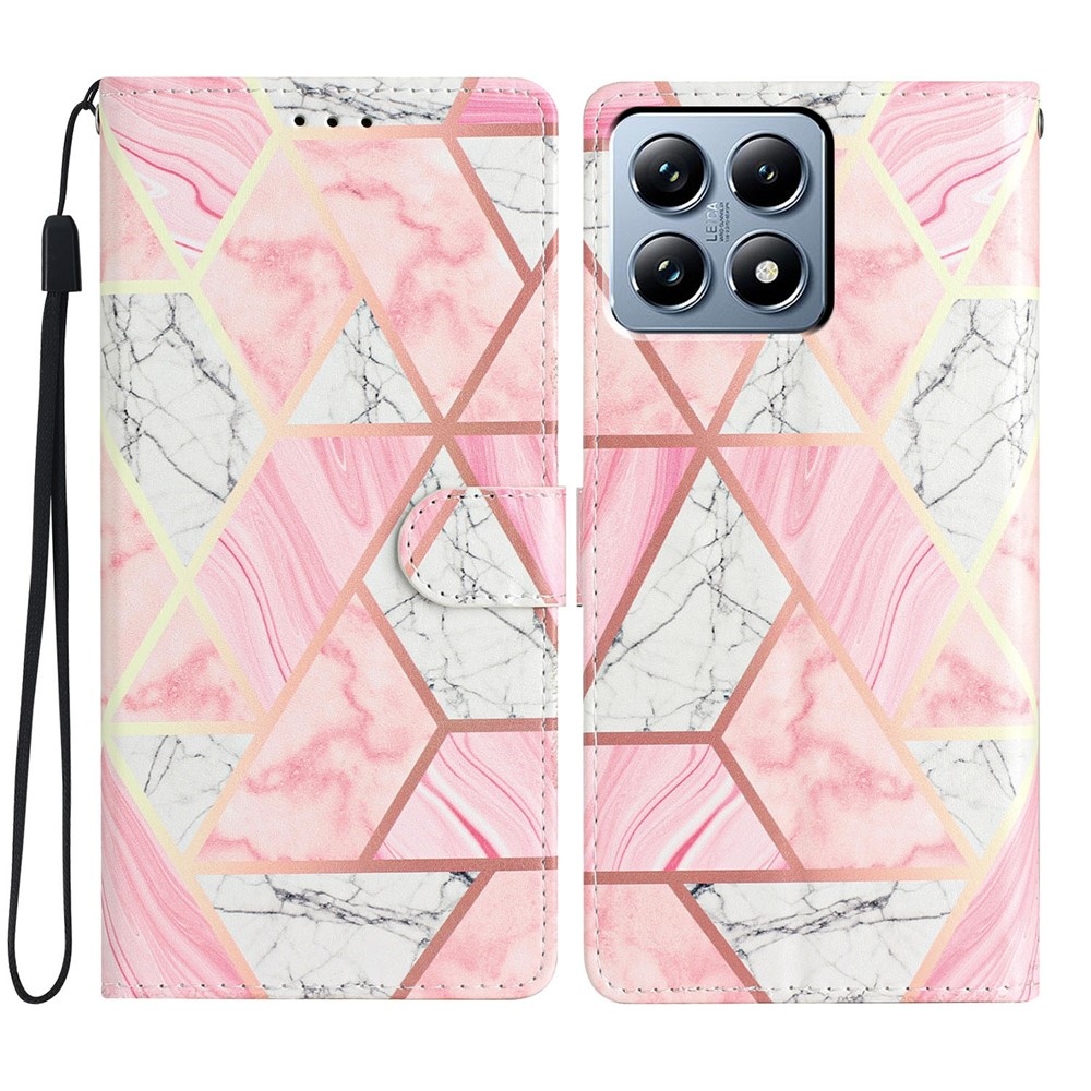 Egyedi könyv tok Xiaomi 15T Pro - rózsaszín márvány