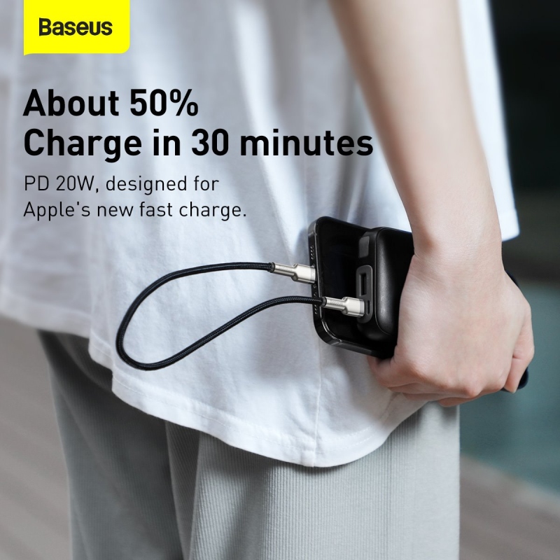 Baseus Cafule Metal sorozatú adatkábel USB-C - világítás 20W 0.25m Fekete