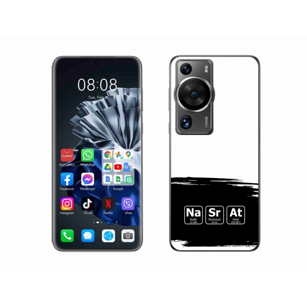 Gél borító mmCase a Huawei P60 Pro - kémiai elemek fekete és fehér háttérrel
