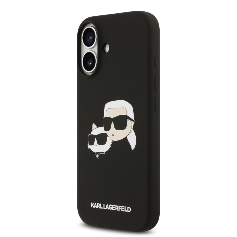 Karl Lagerfeld Folyékony szilikon dupla fejű MagSafe hátlap iPhone 17 fekete színűre