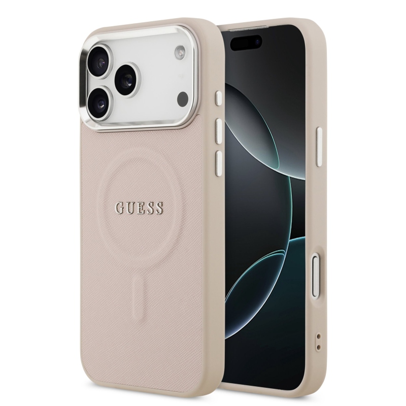 Guess PU Saffiano MagSafe MagSafe hátlap iPhone 17 Pro rózsaszínhez