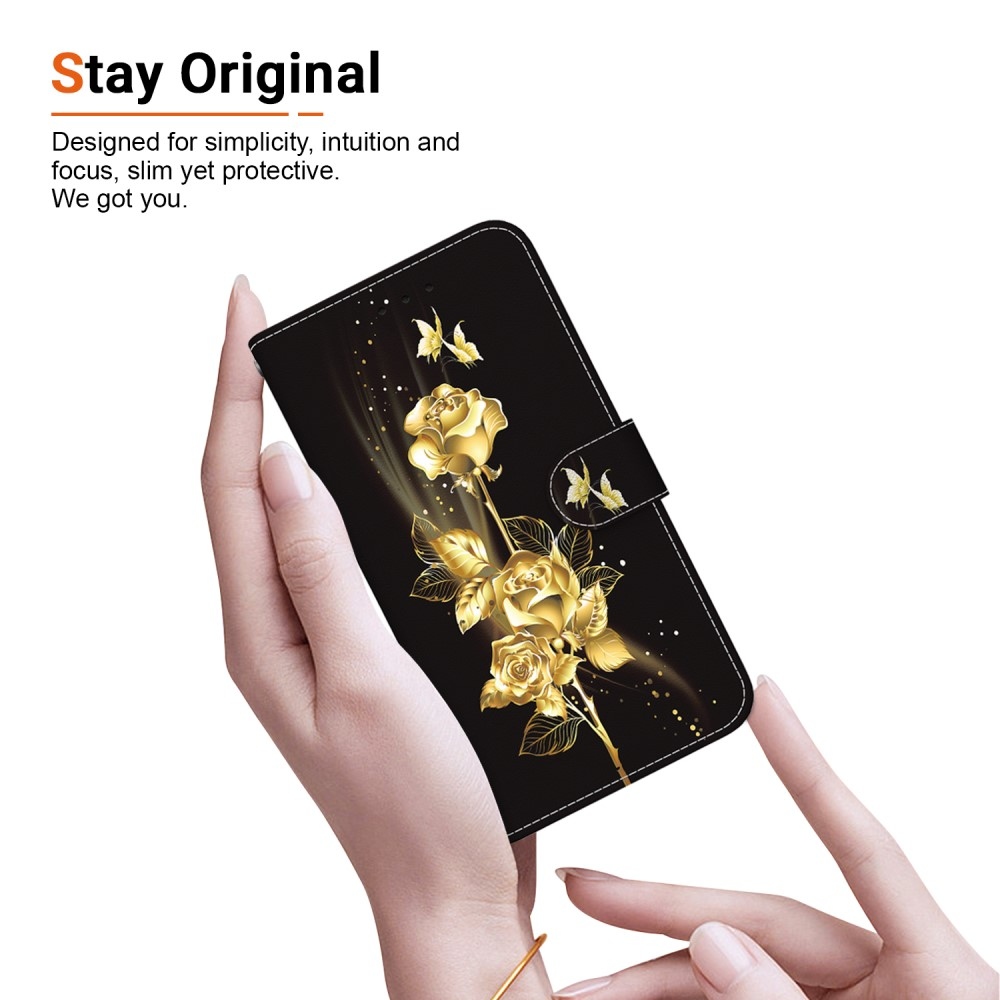 Printern könyv tok Xiaomi Redmi Note 14 5G-hez - rózsaarany színben