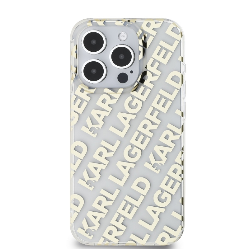 Karl Lagerfeld IML Electroplated Repeated Logo Back Cover for iPhone 15 Pro Max arany színben